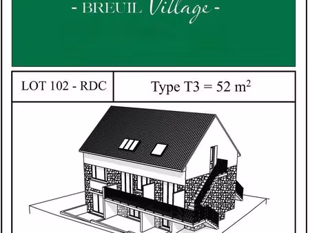 appartement 3 pièces 52 m²