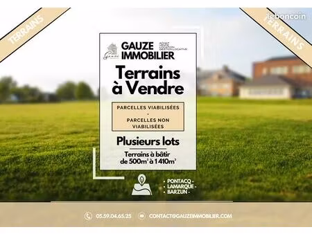 terrain 595 m² lamarque pontacq