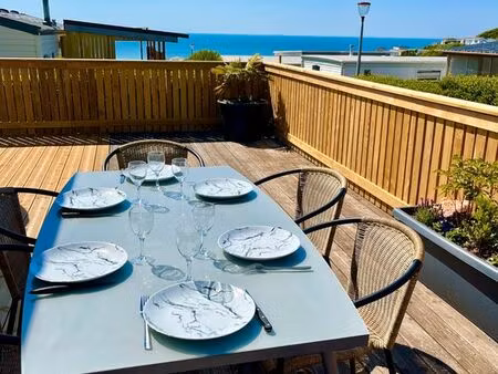 mobil home vue mer au camping la falaise à équihen-plage