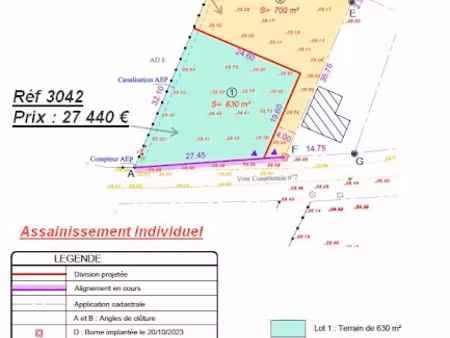 vente terrain 630 m² à generac (33920)  27 440 €