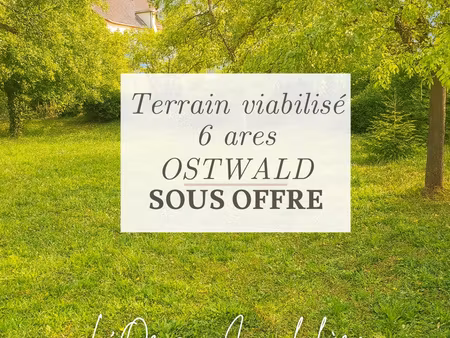 rare à ostwald (67540) terrain de 6 ares viabilisé et libre