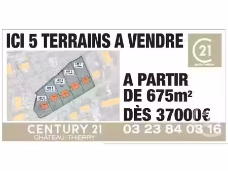 vente terrain à batir 798 m² à crezancy (02650)  34 000 €