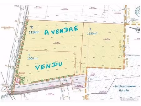 terrain 1114 m² chaponnay