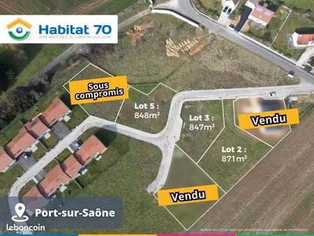 terrain 847 m² port sur saone