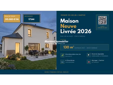 nouveauté - maison neuve livrée 2026 - 4 chambres - jardin 400 m2 - classe énergétique a -