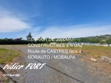 terrain commercial constructible en ua2 puygouzon 2000m²