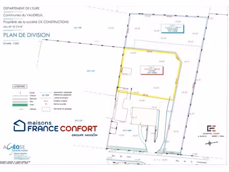 vente terrain 946 m² à le vaudreuil (27100)  120 000 €