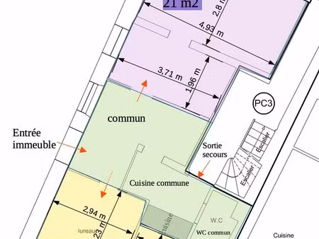 bureau d'activité 15m2 ou 20m2 au centre ville