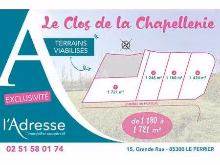 vente terrain au perrier (85300) : à vendre / 1424m² le perrier