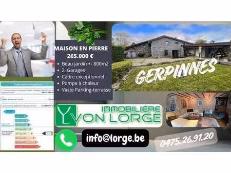 gerpinnes sup maison en pierre offre à 265000 euros