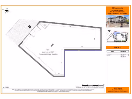 local commercial de 85.63m2 à tremblay-en-france
