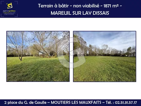 vente terrain 1871 m² mareuil-sur-lay-dissais (85320)