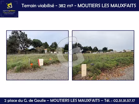 terrain viabilise - 382 m² - a vendre - moutiers les mauxfaits