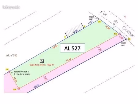 terrain 1000m2  hors lotissement  libre de constructeur