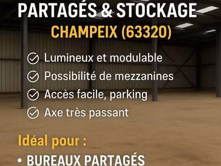 à louer – local commercial modulable – surfaces divisibles – champeix (63320) zone frr