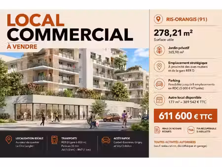 vente local commercial 278m2 - ris-orangis (91)