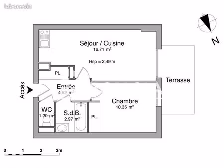 appartement 2 pièces 35 m²