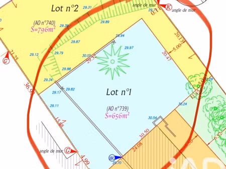 vente terrain à bâtir 656 m²