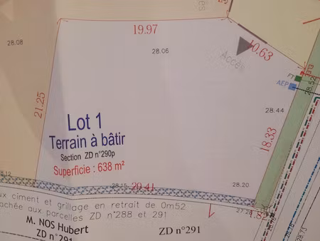 vente terrain 638 m² à hondouville (27400)  70 000 €