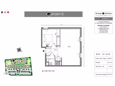 auzeville tolosane - t2 - 44m2 + parking