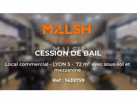 cession droit au bail - local commercial 72 m² - lyon 5