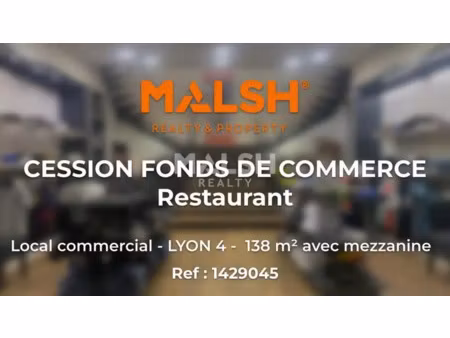 cession fonds de commerce - local commercial 138 m² avec mezzanine - croix rousse