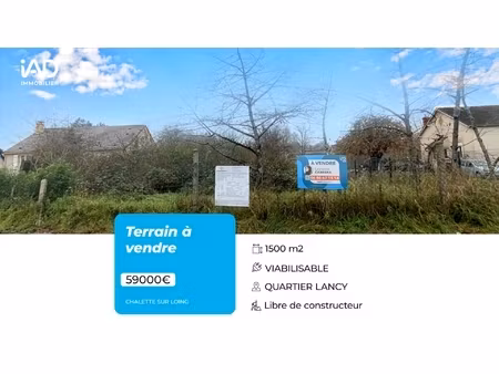 vente terrain à bâtir 1 500 m²
