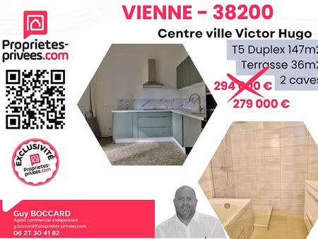vente appartement 5 pièces 147 m² à vienne (38200)  279 000 €