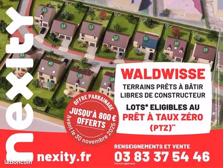 nouveaux terrains constructibles à waldwisse  près de thionville