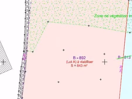 terrain constructible 843m²