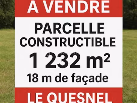 vente terrain 1232 m² à le quesnel (80118)  53 000 €