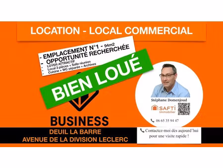 location locaux professionnels 3 pièces 94 m² à deuil-la-barre (95170)  1 570 €