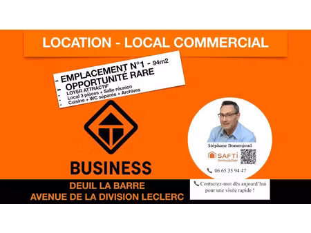 location locaux professionnels 94 m² à deuil-la-barre (95170)  1 570 €