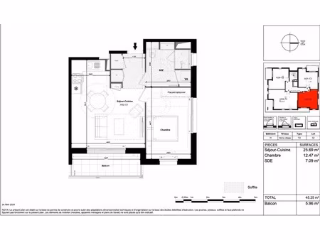 37100 – tours – t2 – balcon – parking – résidence neuve – éco-responsable – cession de vef