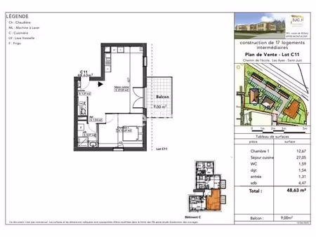 appartement 2 pièces - 49 m²