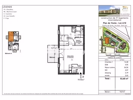 appartement 2 pièces - 53 m²