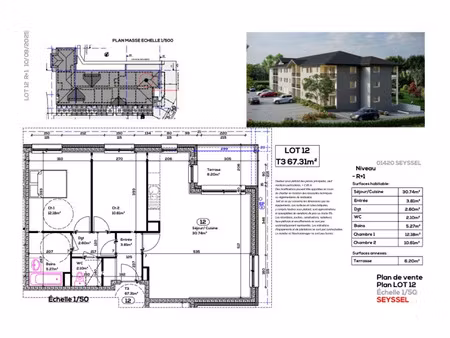 appartement à vendre seyssel 3 pièce(s) 67m2 230 000€
