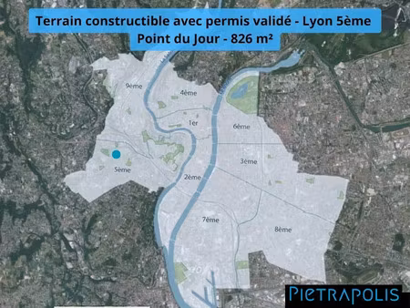 vente terrain à batir 826 m² à lyon 5ème (69005)  1 500 000 €