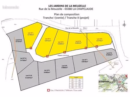 terrain à bâtir  viabilisé et raccordé – lot n°1 - 786 m² - 50/m²