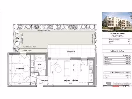 appartement - 2 pièces - appartement - t2 de 40 m²