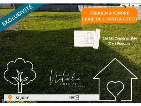 saint-jory – beau terrain plat 489 m² – libre de constructeur – r+1 possible