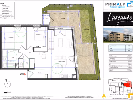 vente appartement 3 pièces 67.66 m² à doussard (74210)  368 000 €