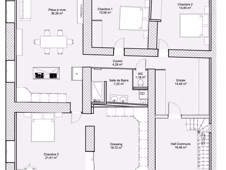 appartement 5 pièces 130 m²