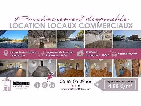 à louer – ensemble immobilier professionnel exceptionnel – 6 chemin de lucante  32000 auch