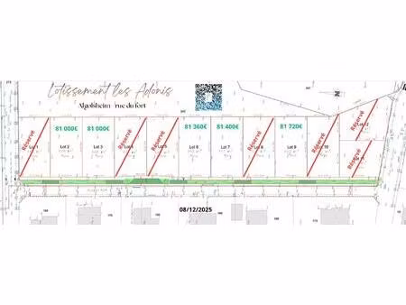 vente terrain 451 m² algolsheim (68600)