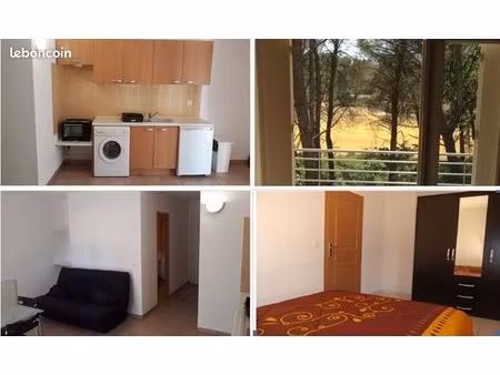 t2 meuble tout equipe plein sud residence fermee