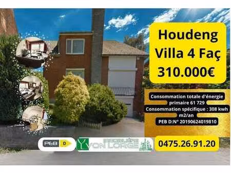 houdeng-belle  villa  4 facades 3ch-garage-terrasse 260.000