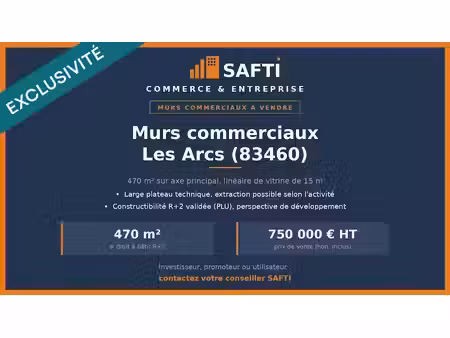vente locaux professionnels 1 pièce 470 m² à les arcs (83460)  750 000 €