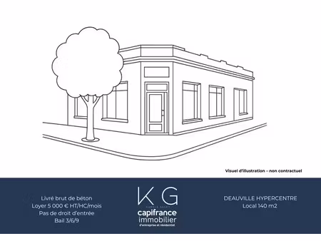 deauville proche place morny  local à louer de 140m2 de plain-pied en angle de rue  idéal 