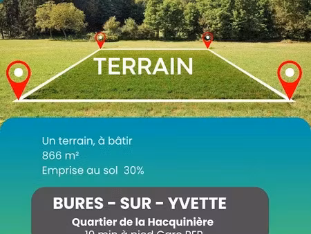 vente terrain à batir 866 m² à bures-sur-yvette (91440)  350 000 €